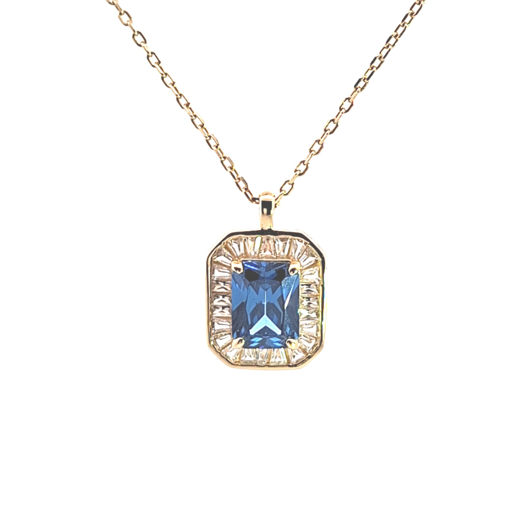 Blue Aqua CZ Octagonal fancy pendant 38081