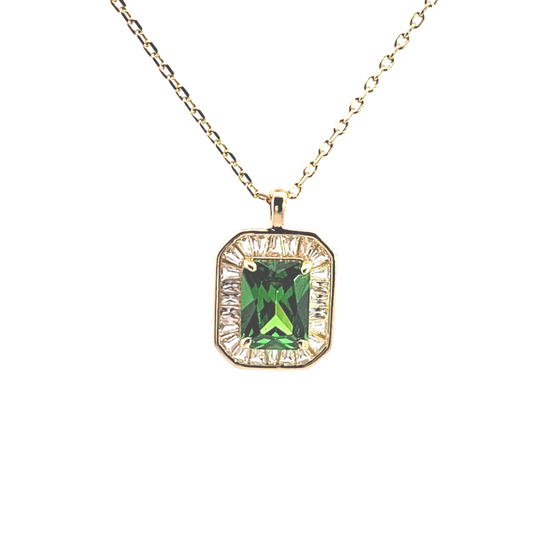 Emerald Green CZ Octagonal fancy pendant 38080