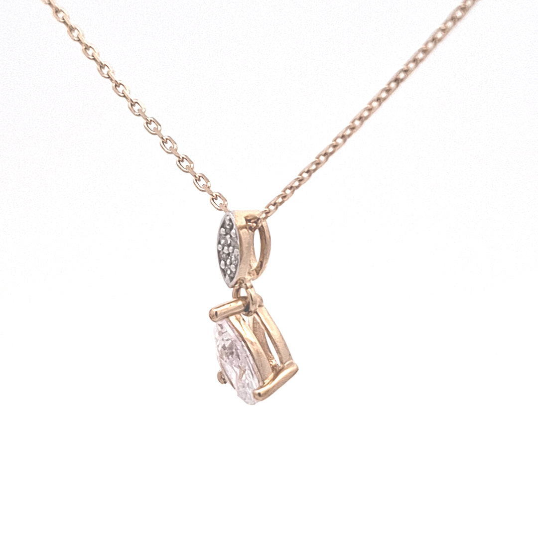 Gold CZ pear drop pendant 38771