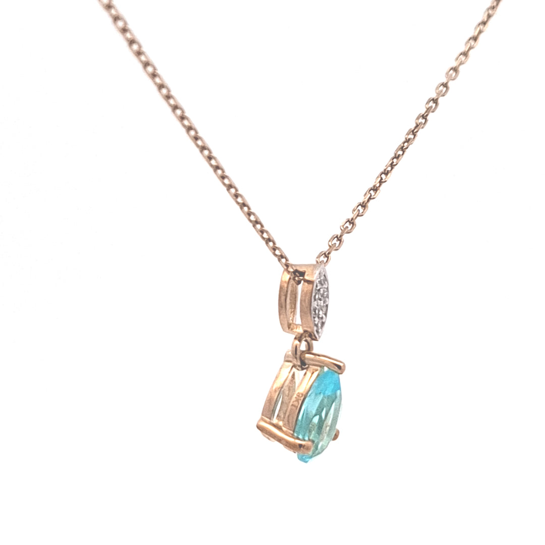 Gold Pendant with Blue topaz 38770