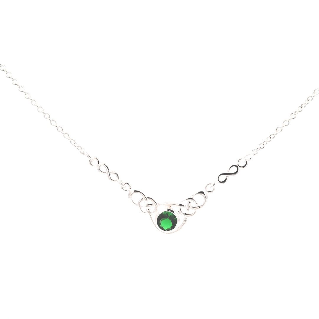 Emerald Green CZ silver Celtic pendant 38757