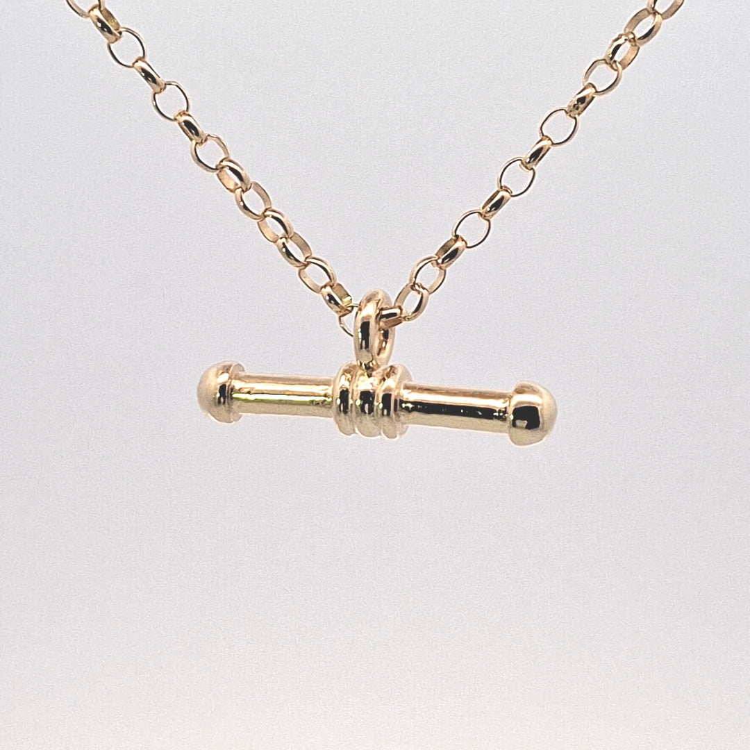 Gold toned silver T Bar necklace 38919