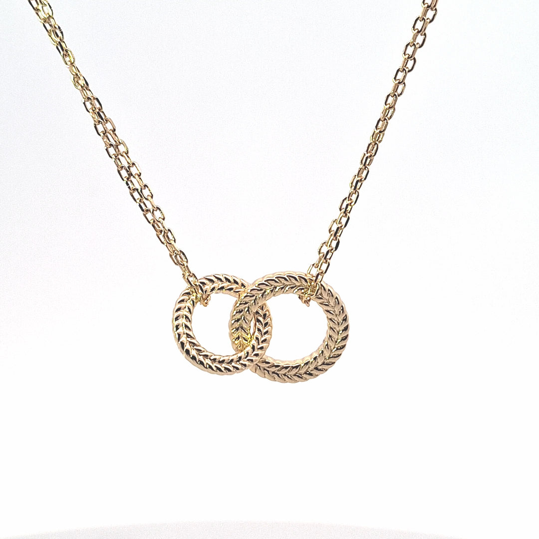 Gold toned silver double chain necklace 38917