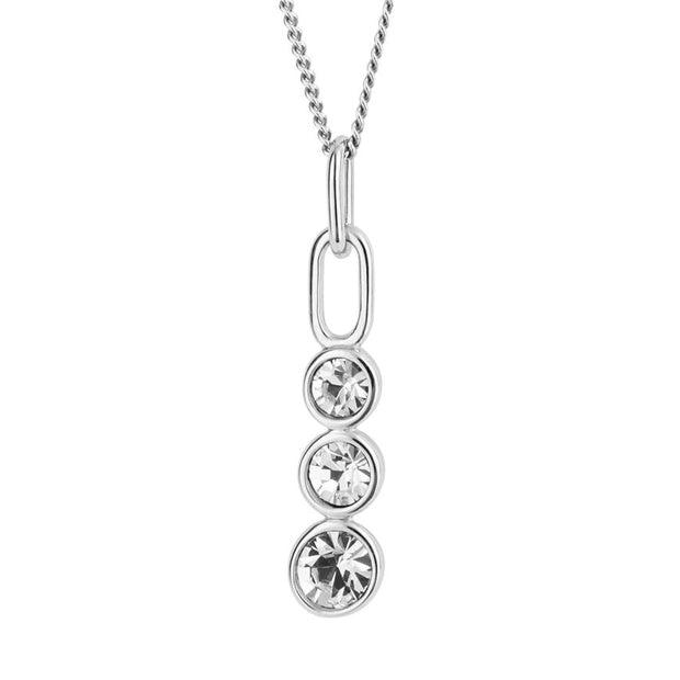 FIORELLI silver Drop Chain Pendant With Clear Crystal 36775