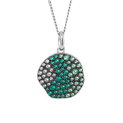 FIORELLI silver Organic Disc Pendant With Gradient Green Crystal 36780