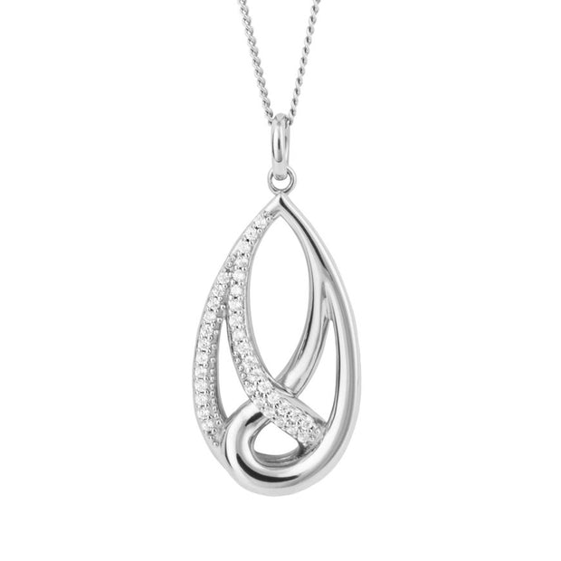 FIORELLI silver Woven Twist Pendant With Cubic Zirconia 36786