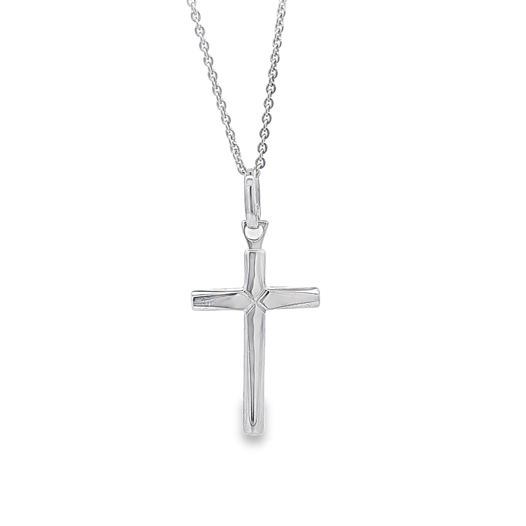 Polished Latin cross & chain 37108 - Armin Lowe Jewellers