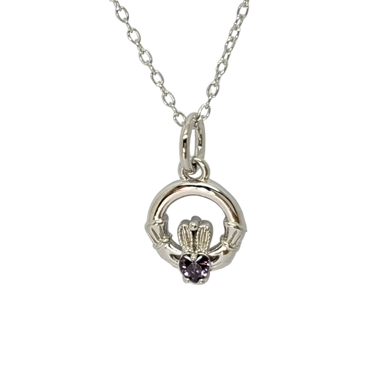 February petite  Silver Claddagh pendant