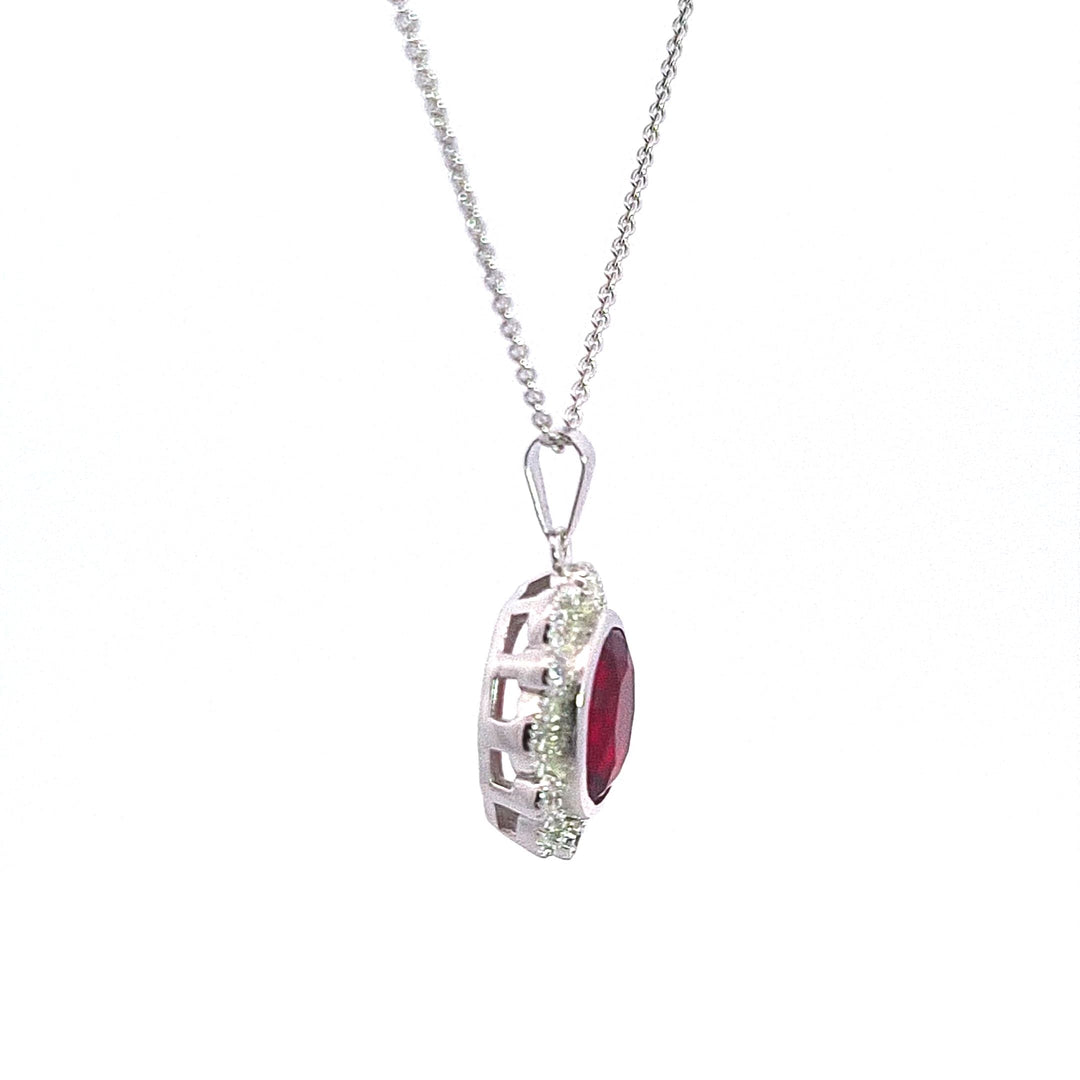 sterling silver pendant, set with Oval Ruby red CZ 38268