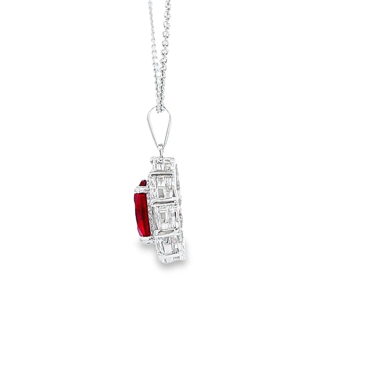 Ruby Red CZ pendant on 18"/46cm chain 36952 - Armin Lowe Jewellers