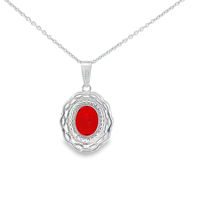 Ruby Red CZ pendant on 18"/46cm chain 36952 - Armin Lowe Jewellers
