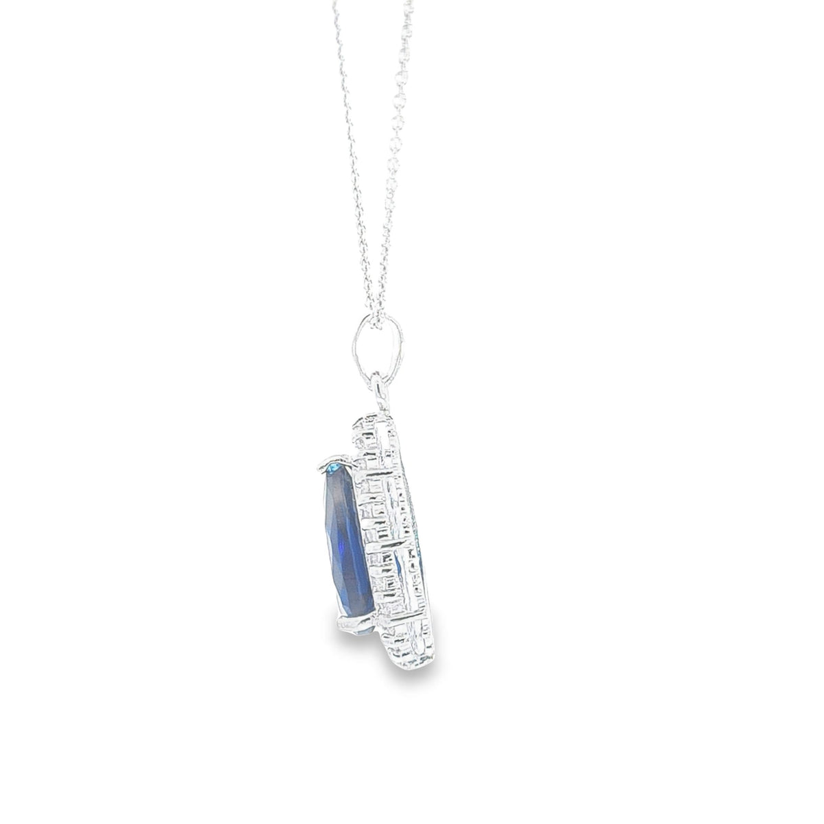 15mm x 20mm Sapphire CZ teardrop cluster sterling silver  pendant on 18" chain 33620 - Armin Lowe Jewellers