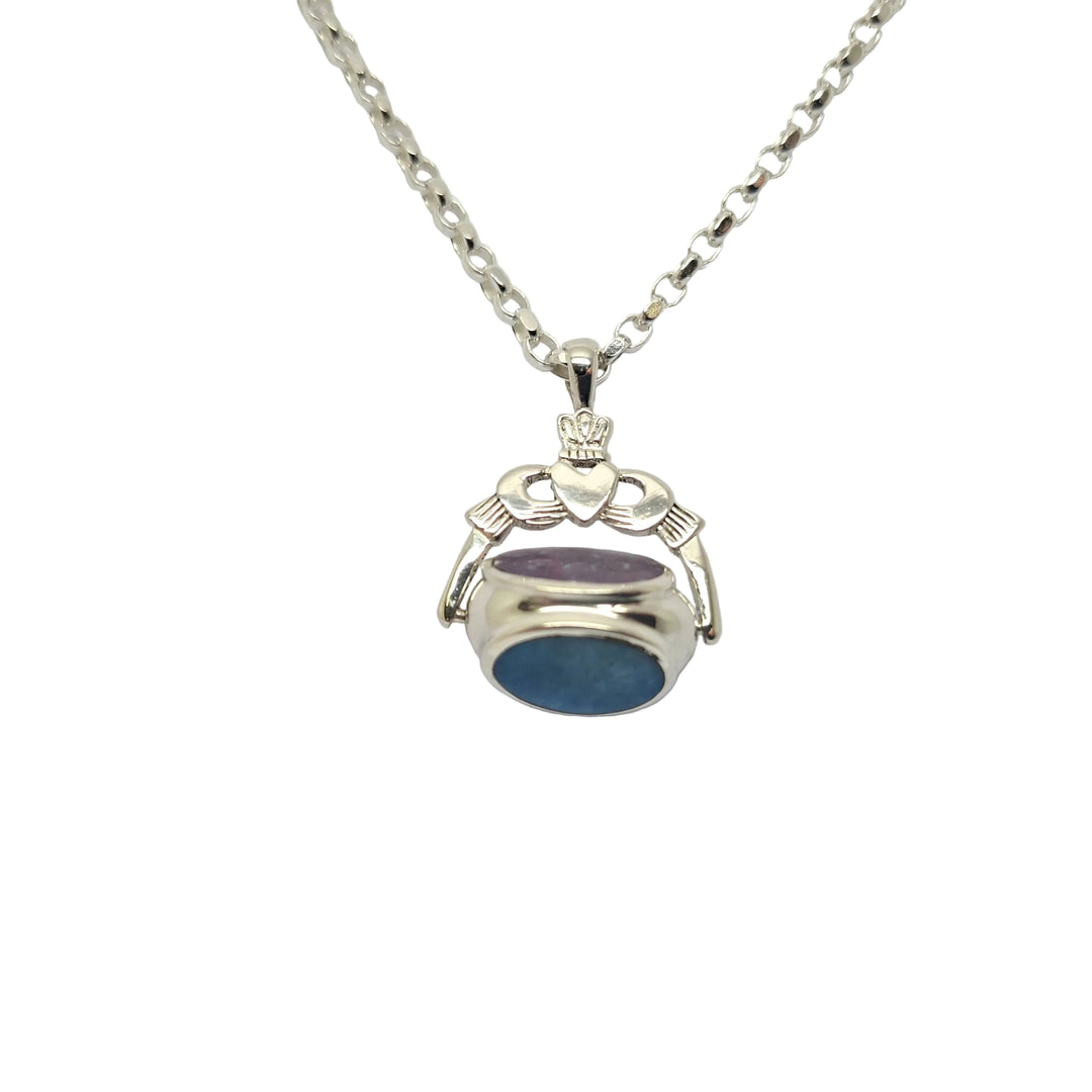 Sterling silver large 3 sided Claddagh Fob pendant 37899