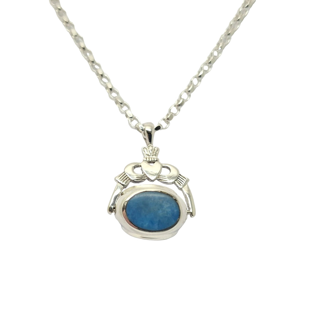 Sterling silver large 3 sided Claddagh Fob pendant 37899