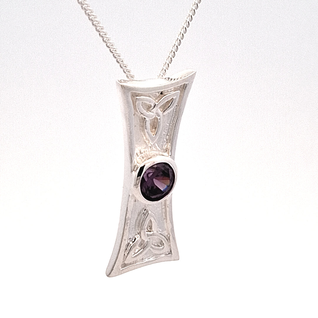 Silver Celtic Amethyst set pendant 38740