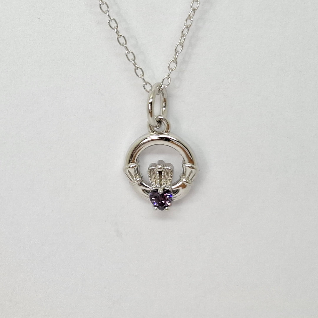 February petite  Silver Claddagh pendant