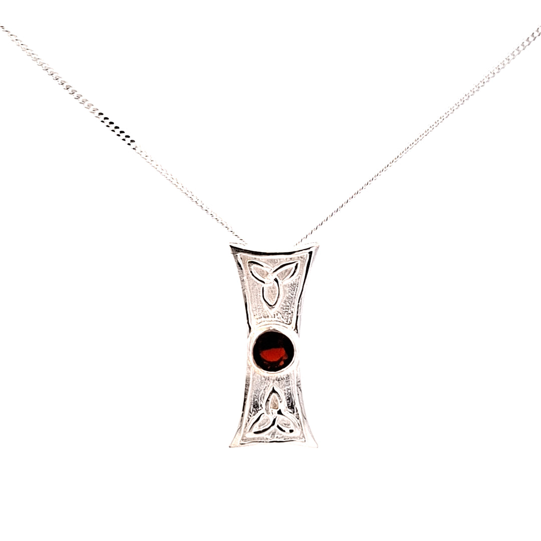 Sikver Garnet Red set Celtic pendant 38765