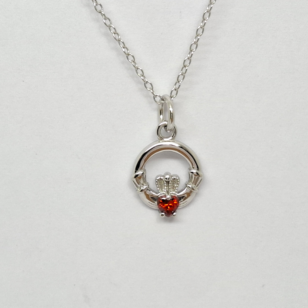 January petite Claddagh Sterling silver Birthstone pendant 38547