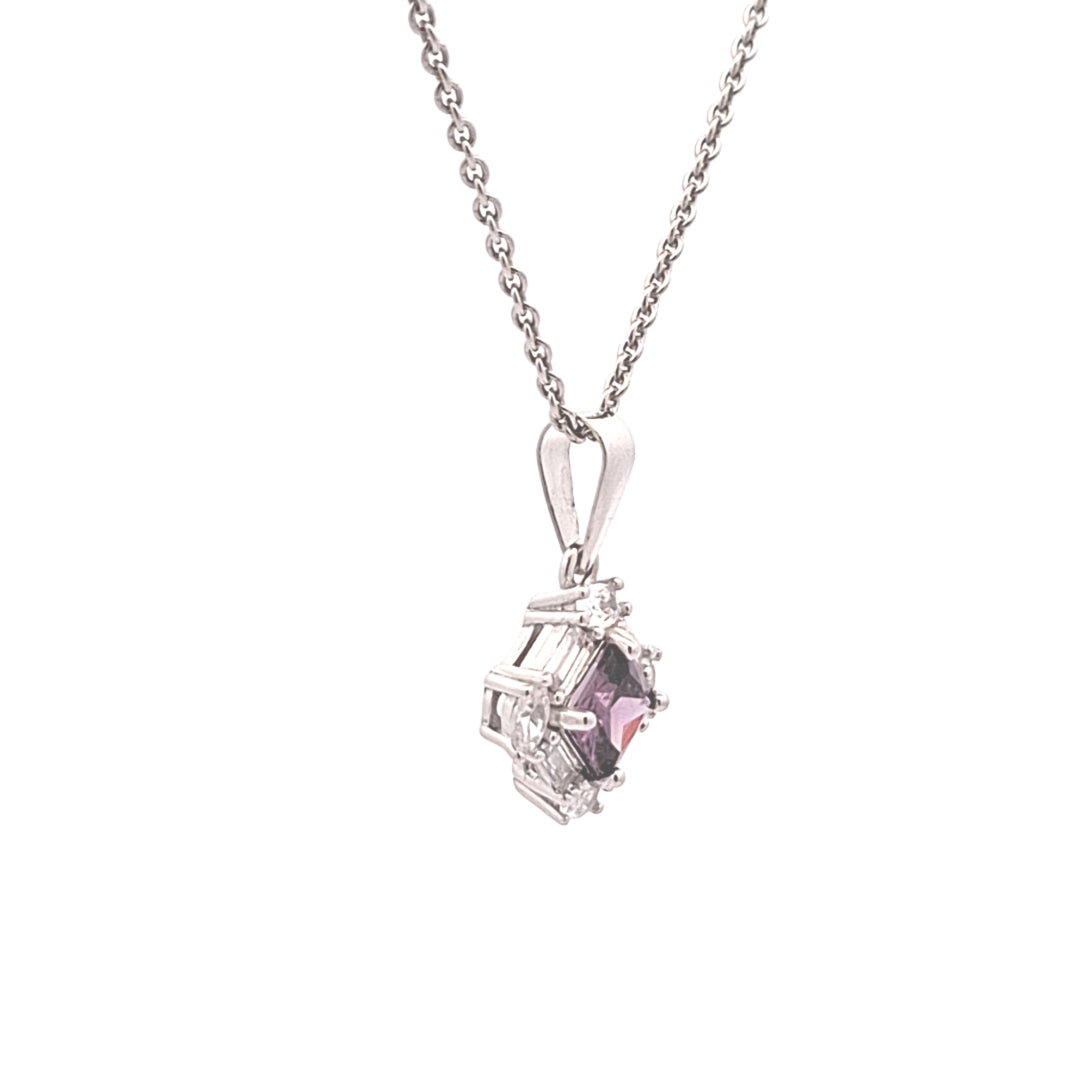 Fancy square, baguette and round stone set pendant 38005