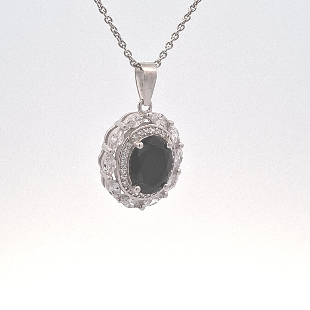 Fancy large Black CZ pendant 38040