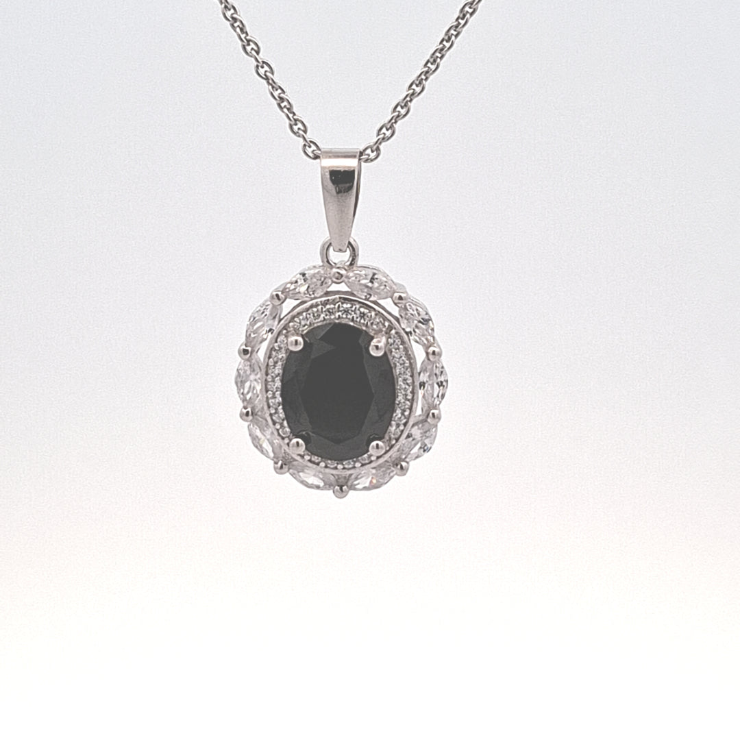 Fancy large Black CZ pendant 38040