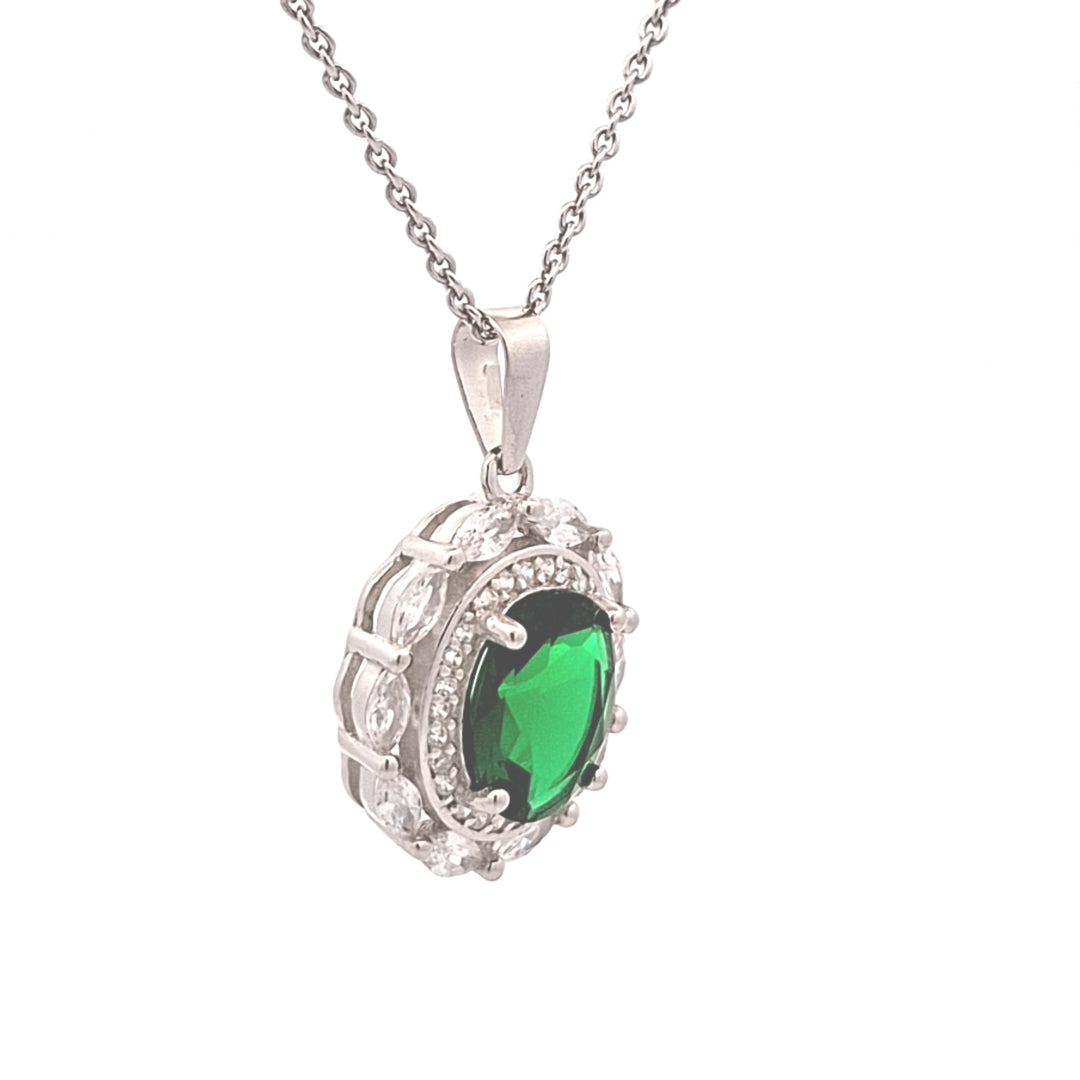 Fancy Emerald Green CZ pendant 38037