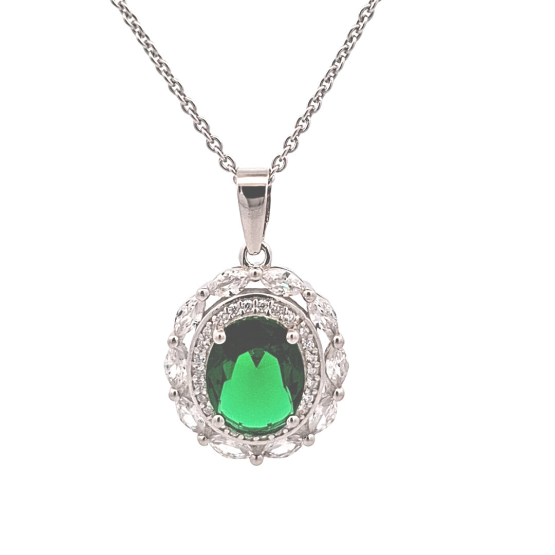 Fancy Emerald Green CZ pendant 38037