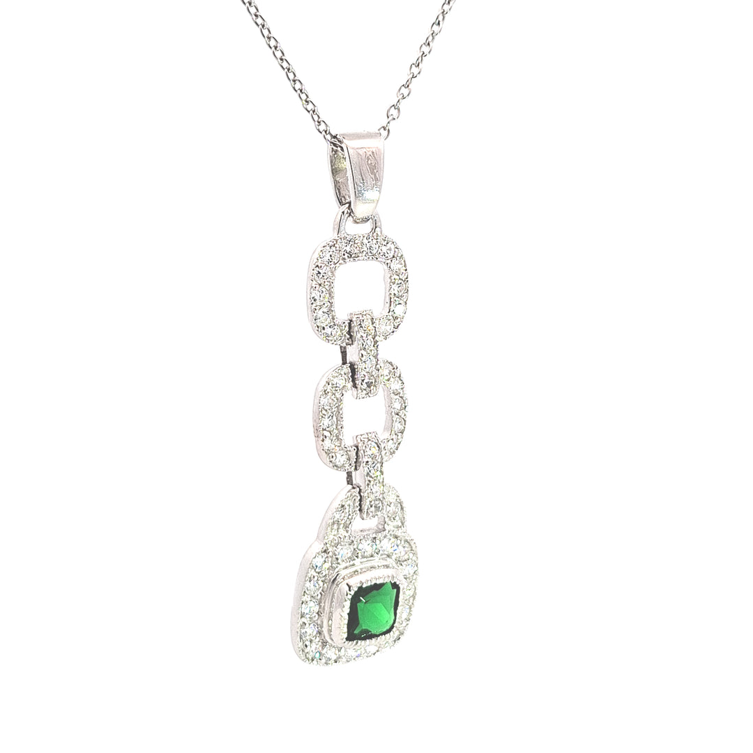 Long drop Emerald Green CZ  pendant 38722