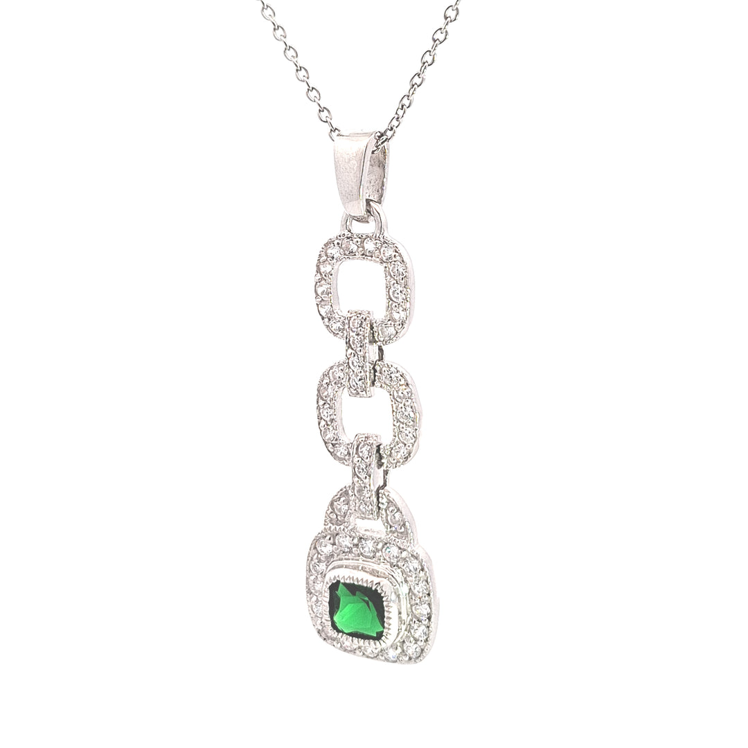 Long drop Emerald Green CZ  pendant 38722