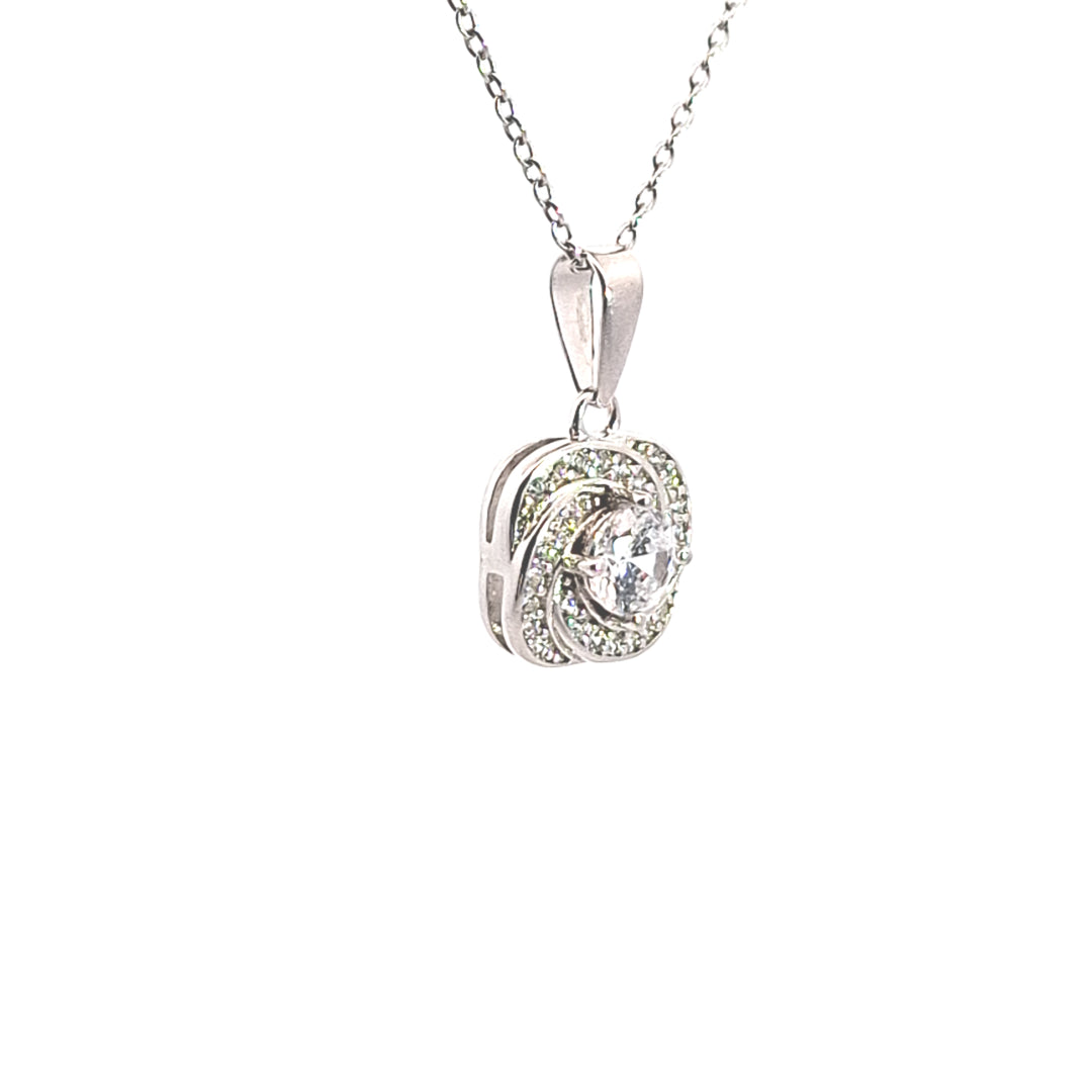 CZ swirly pendant in sterling silver 34706