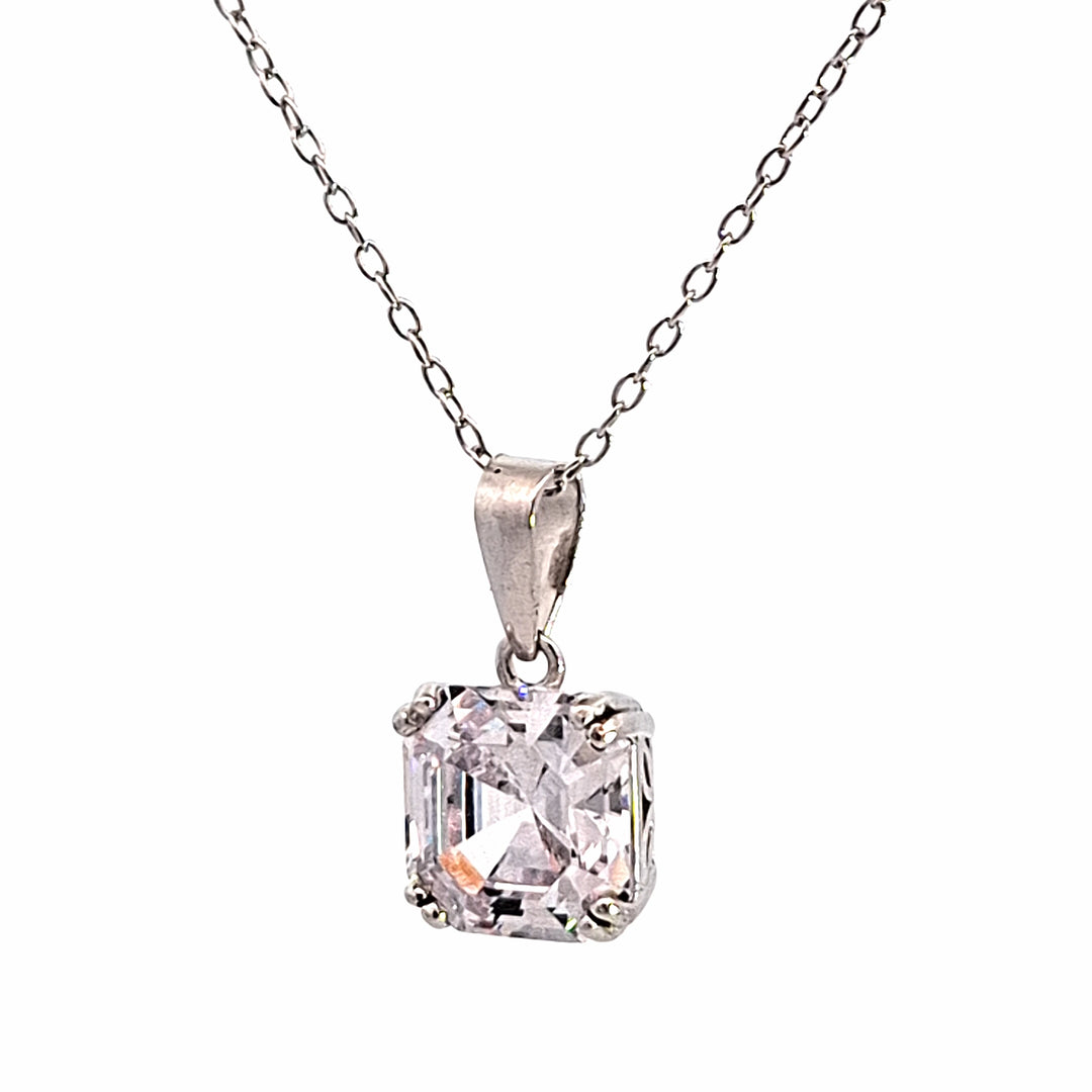 Radiant CZ silver pendant 38693