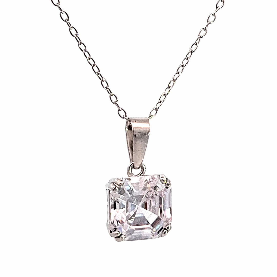 Radiant CZ silver pendant 38693