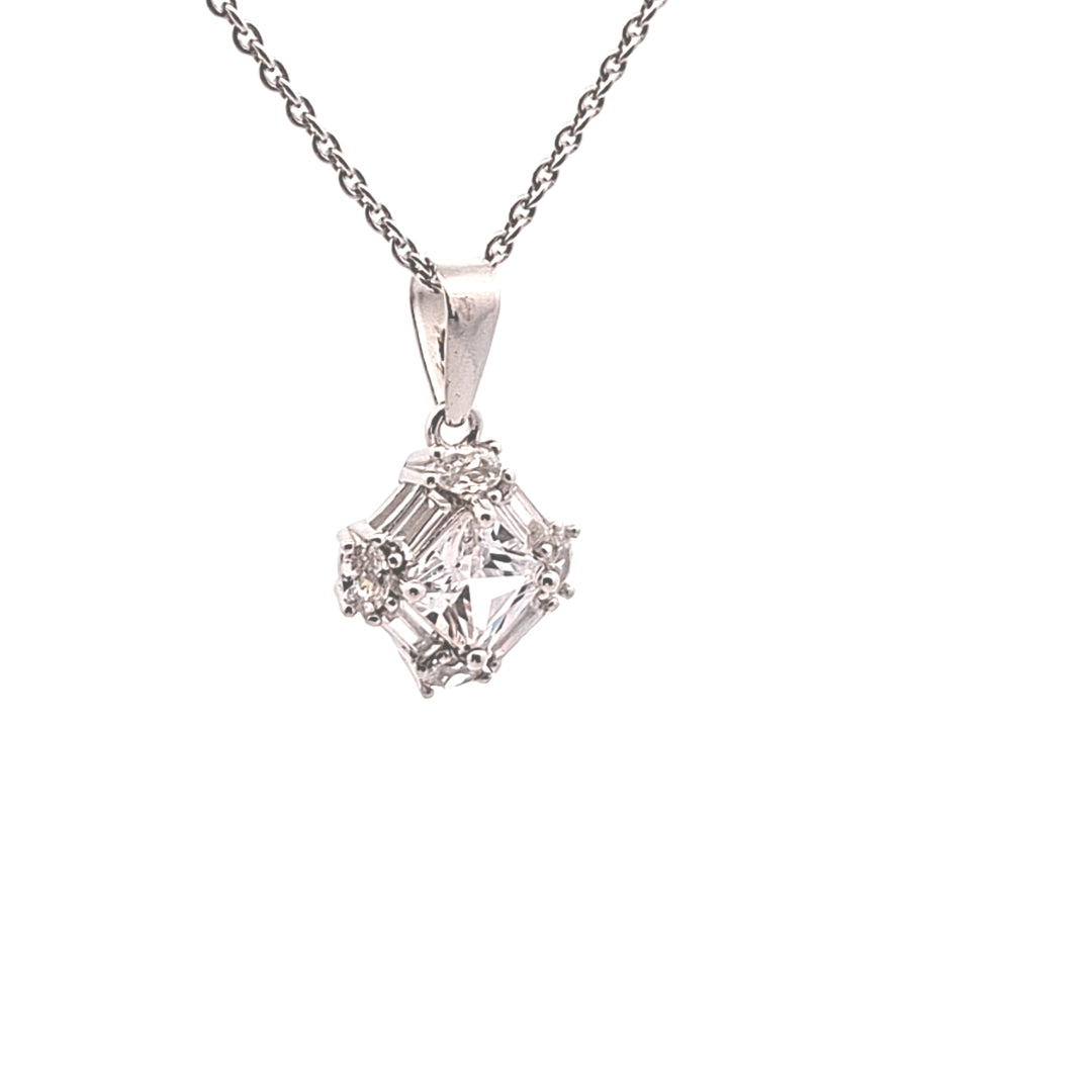 Fancy square, baguette and round CZ set pendant 38013