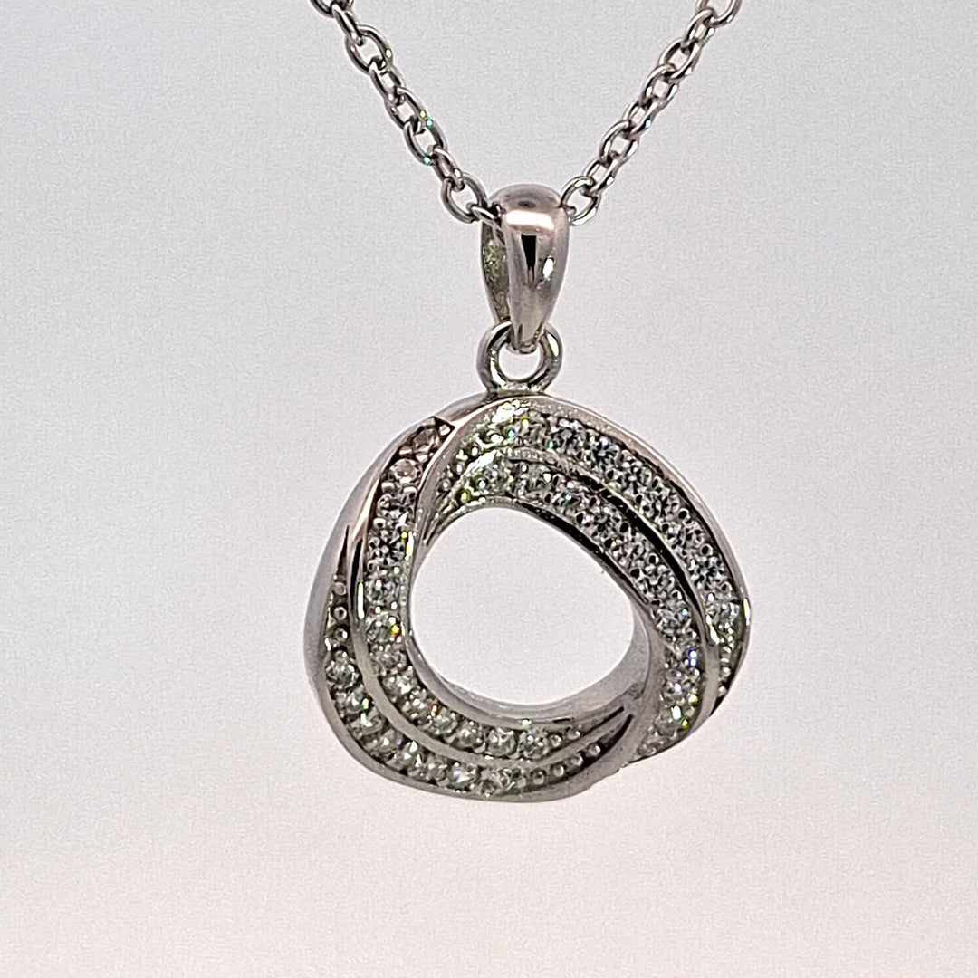 Silver organic CZ set pendant 38698
