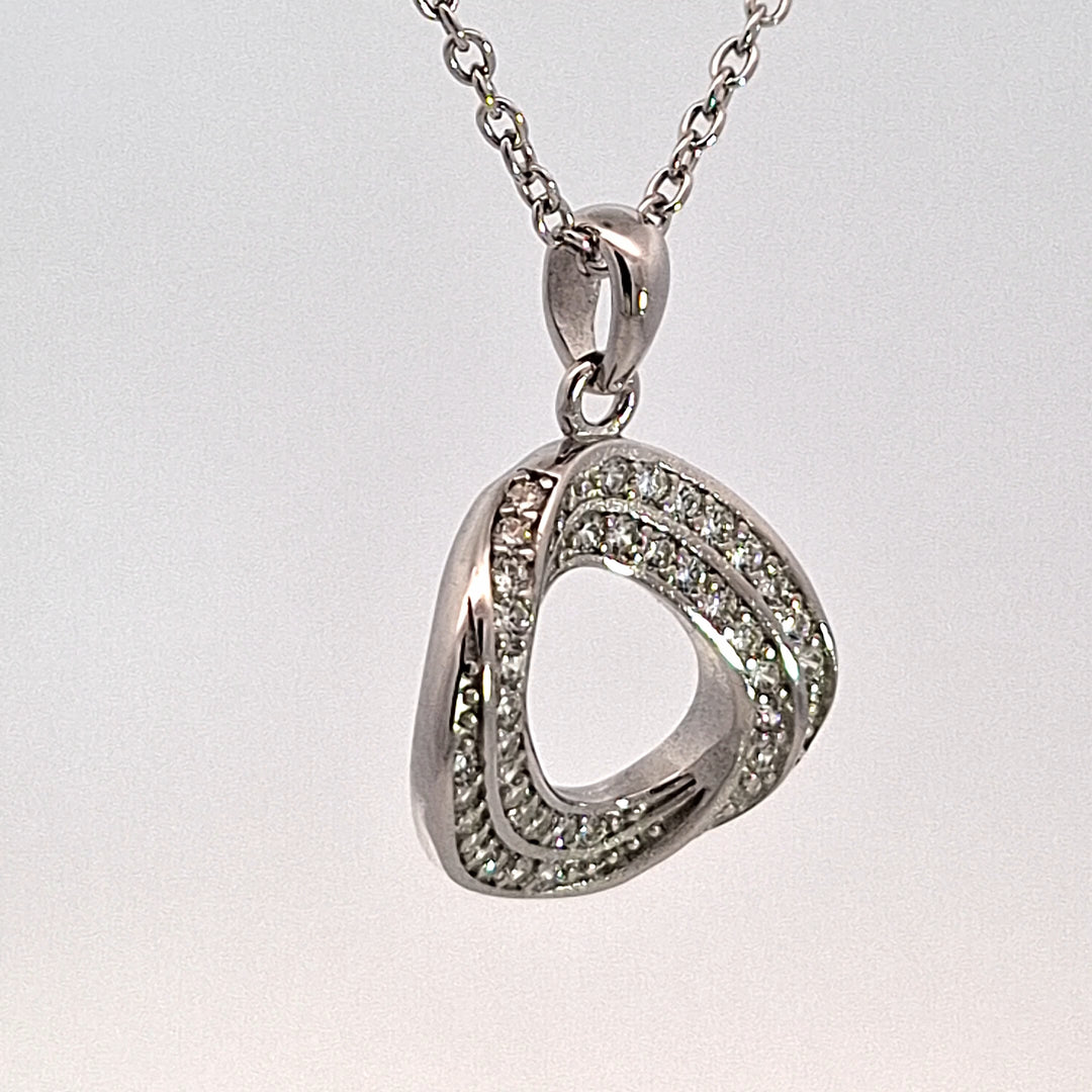 Silver organic CZ set pendant 38698