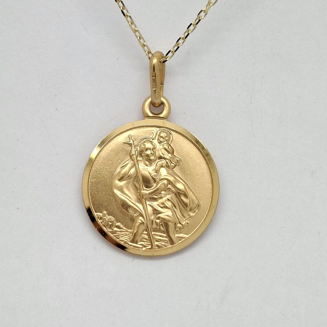 Gold St. Christopher medal & chain 38290
