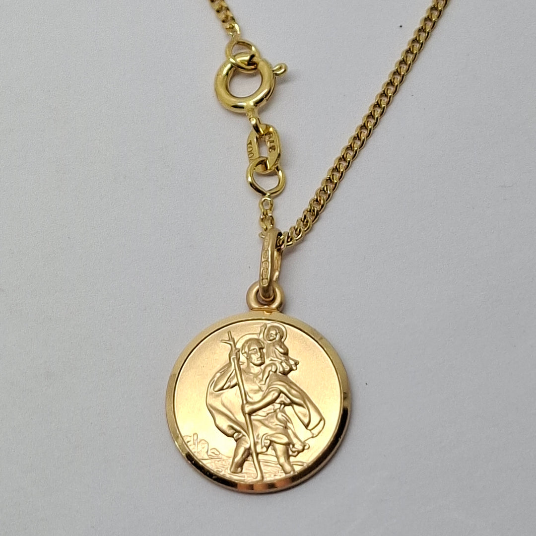 Gold St. Christopher medal & chain 38290
