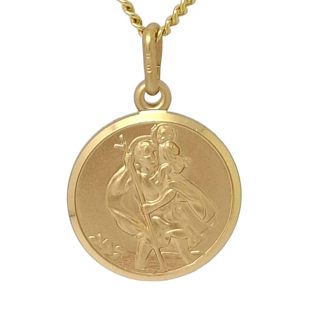 gold st. christopher medal on curb chain
