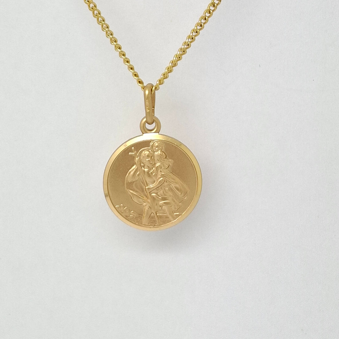 Gold St. Christopher medal & chain 38290
