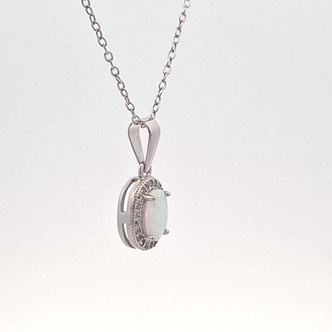Halo Oval Opal pendant 38009