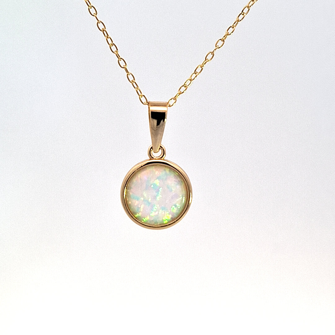 Gold Toned created Opal pendant 38687