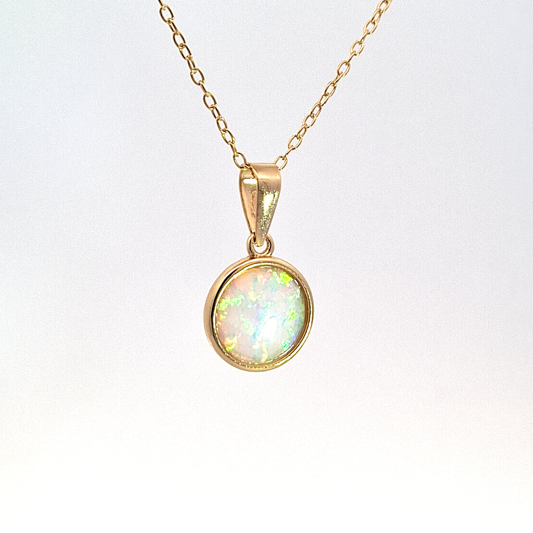 Gold Toned created Opal pendant 38687