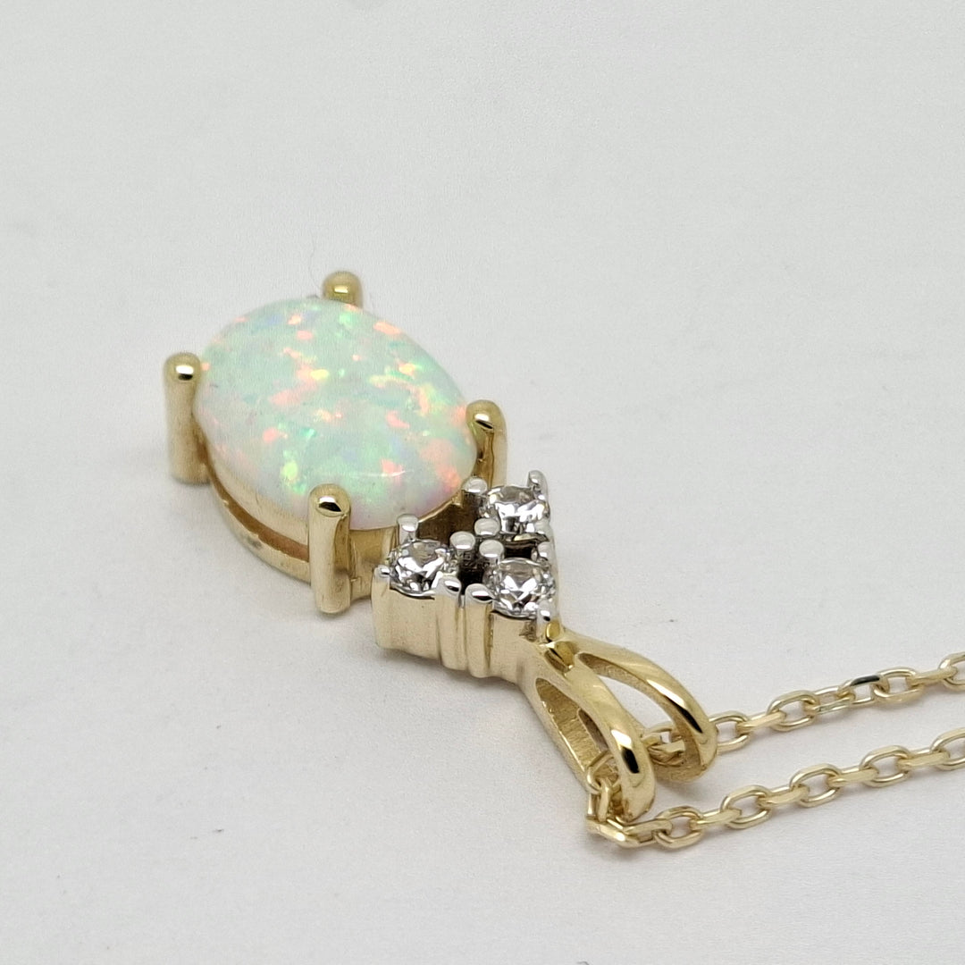 Gold Opal & CZ pendant 38291