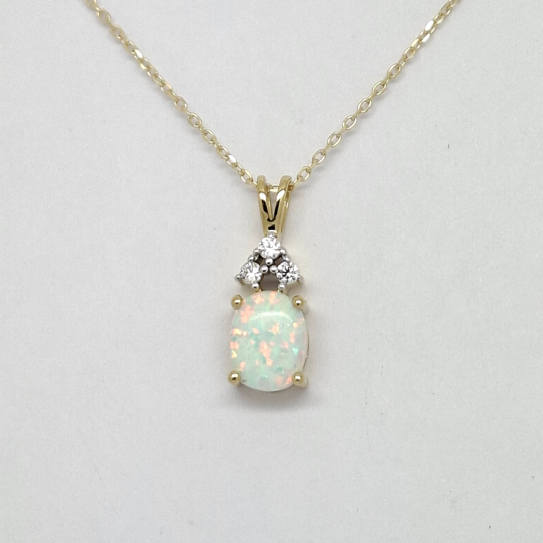 Gold Opal & CZ pendant 38291
