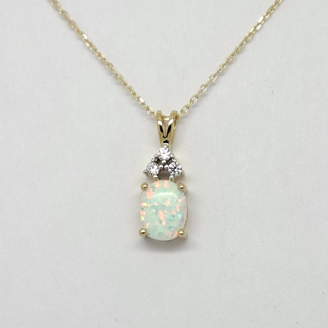 Gold Opal & CZ pendant 38291