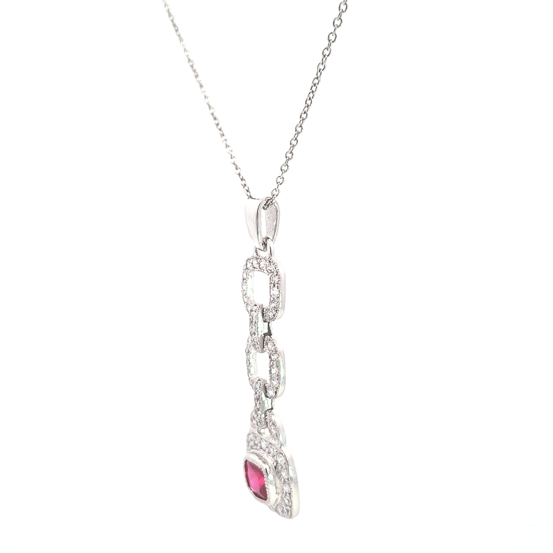 Long drop Ruby Pink CZ  pendant 38723