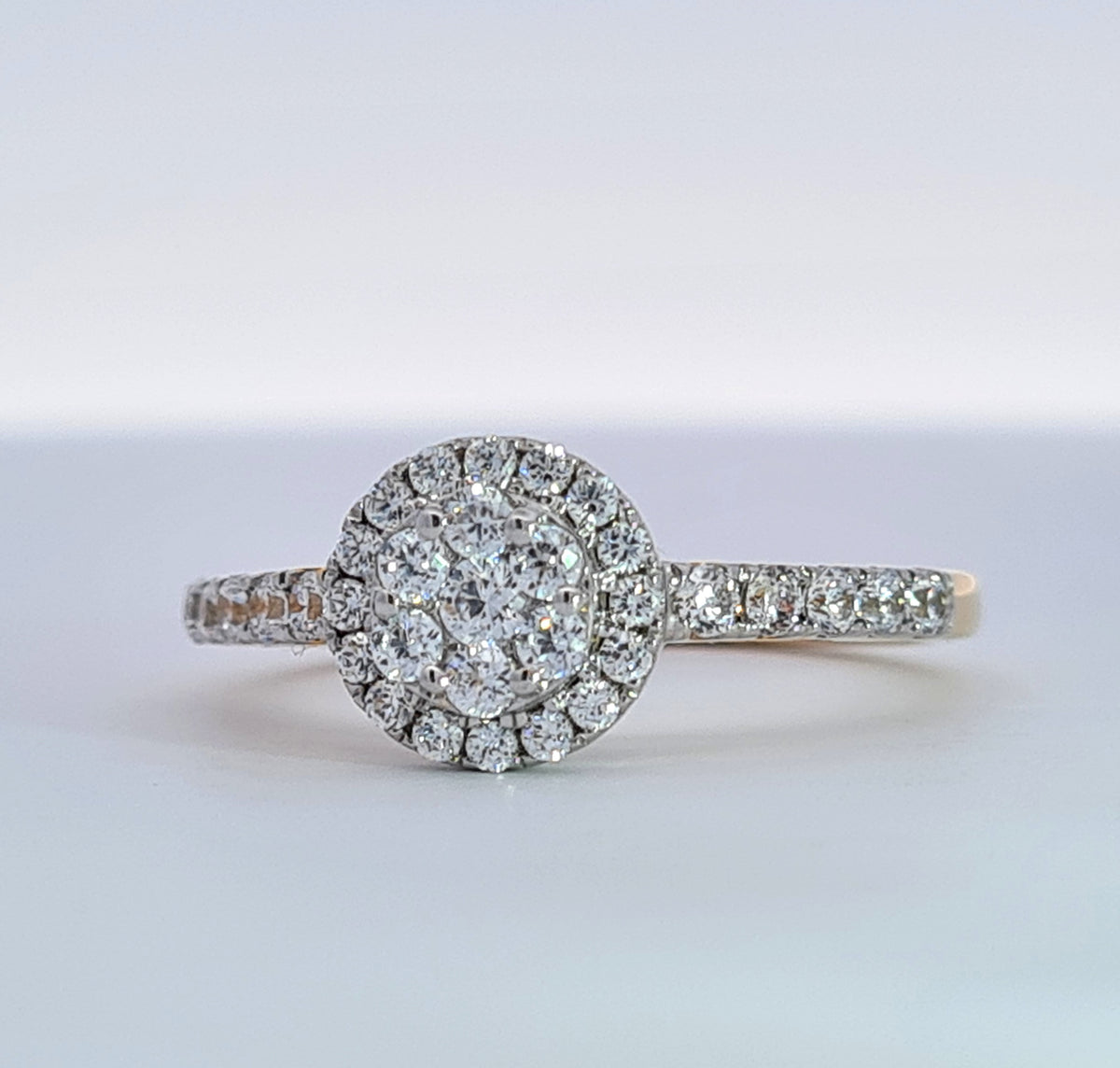 Dazzling 9ct gold CZ Halo cluster 36727 - Armin Lowe Jewellers
