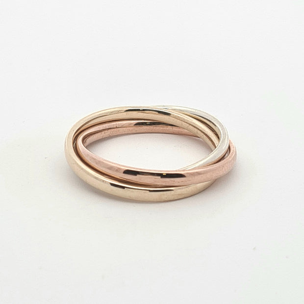 Ribbon 3 colour gold ring 35568