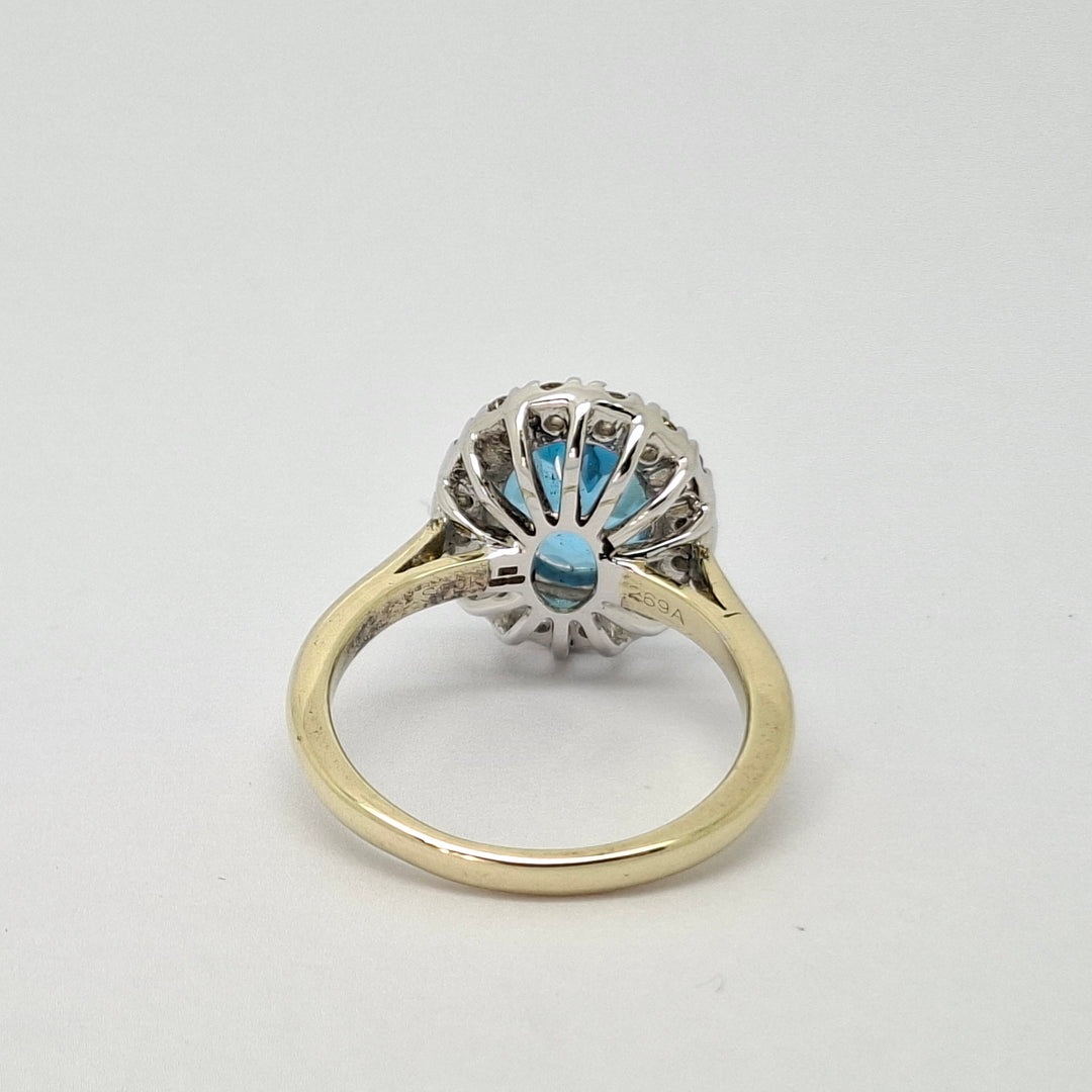 Blue Topaz & Diamond lady's cluster cocktail ring 38475