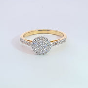 Dazzling 9ct gold CZ Halo cluster 36727